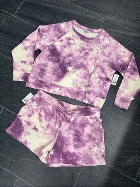Wildfox Purple Tie-Dye Star Athletic Lounge SET